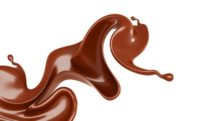 A splash of milk chocolate. 3d illustration, 3d rendering.