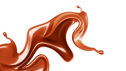 A splash of milk chocolate. 3d illustration, 3d rendering.