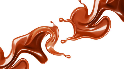 A splash of milk chocolate. 3d illustration, 3d rendering.