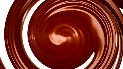 Splash, a stream of chocolate. 3d illustration, 3d rendering.