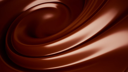 Splash, a stream of chocolate. 3d illustration, 3d rendering.