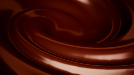 Splash, a stream of chocolate. 3d illustration, 3d rendering.