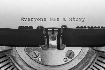 Everyone has a story typed on a vintage typewriter