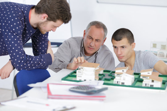 students in architecture working on project