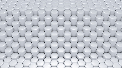 White hexagon background. 3d illustration, 3d rendering.