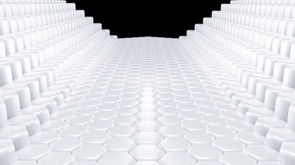 White hexagon background. 3d illustration, 3d rendering.