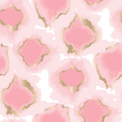 Gold and rosy natural shapes seamless pattern