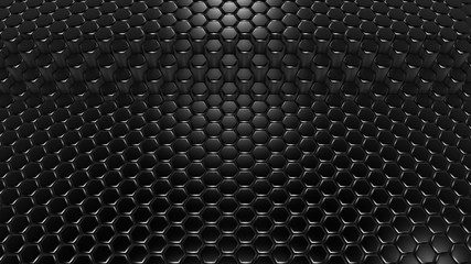 Black hexagon background. 3d illustration, 3d rendering.
