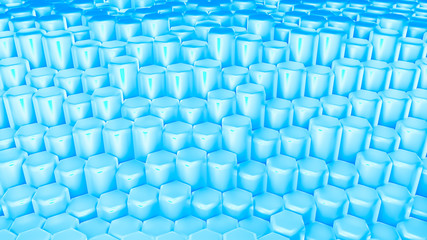 Fototapeta premium Blue hexagon background. 3d illustration, 3d rendering.