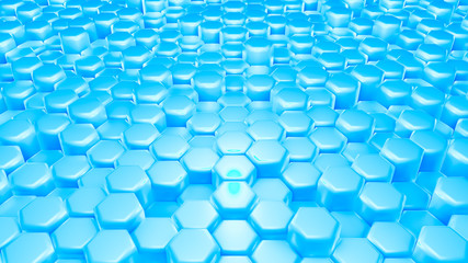 Blue hexagon background. 3d illustration, 3d rendering.