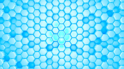 Blue hexagon background. 3d illustration, 3d rendering.