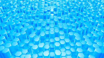 Blue hexagon background. 3d illustration, 3d rendering.