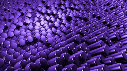 Fototapeta premium Purple hexagon background. 3d illustration, 3d rendering.