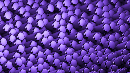Purple hexagon background. 3d illustration, 3d rendering.