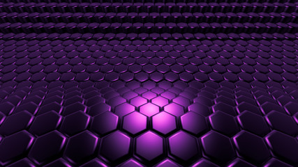 Purple hexagon background. 3d illustration, 3d rendering.
