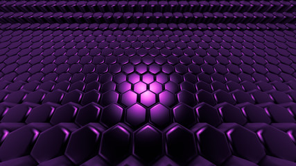 Purple hexagon background. 3d illustration, 3d rendering.