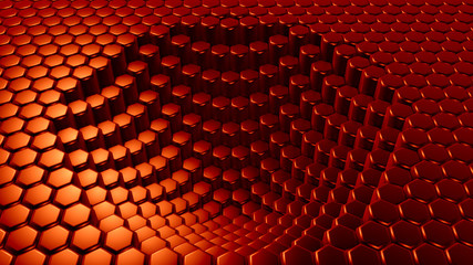 Fototapeta premium Red hexagon background. 3d illustration, 3d rendering.