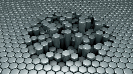 Naklejka na ściany i meble Green hexagon background. 3d illustration, 3d rendering.