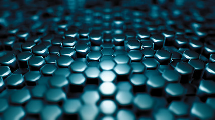 Green hexagon background. 3d illustration, 3d rendering.