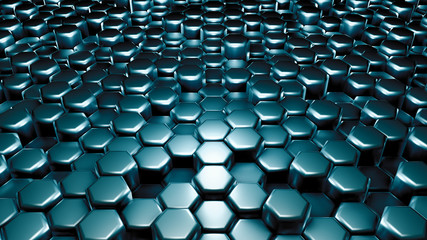 Green hexagon background. 3d illustration, 3d rendering.