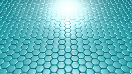 Turquoise hexagon background. 3d illustration, 3d rendering.