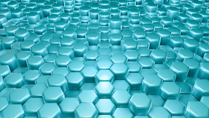 Fototapeta premium Turquoise hexagon background. 3d illustration, 3d rendering.