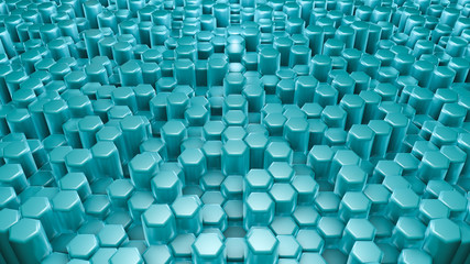 Turquoise hexagon background. 3d illustration, 3d rendering.