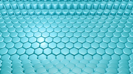 Fototapeta premium Turquoise hexagon background. 3d illustration, 3d rendering.
