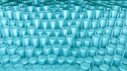 Fototapeta premium Turquoise hexagon background. 3d illustration, 3d rendering.