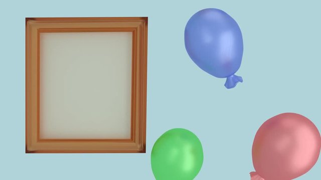 Congratulations Happy Birthday balloons, frame, nadpie, and alpha channel. 3D rendering