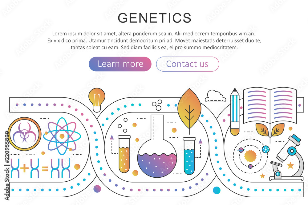 Aufkleber panoramic template poster of genetic engineering, nanotechnology and bio modification concept in tre