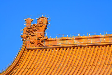 Fototapeta na wymiar Traditional temple building eaves, in China