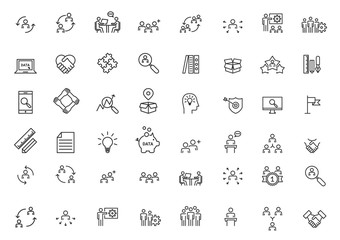 Human Resources Management Icons Line Vector illustration
