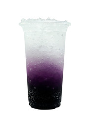 Italian soda grape cocktail soft drink in take home cup beverage for summer isolated on white...