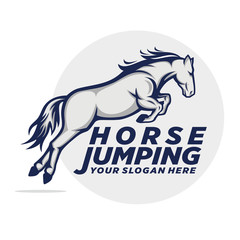 Horse jumping logo template vector 