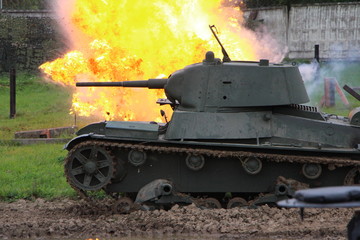 Fototapeta na wymiar Tank T-26 (light Soviet tank)