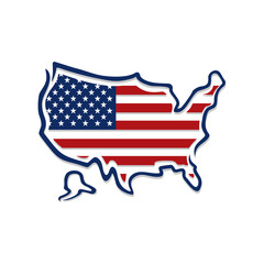 American map with flag vector