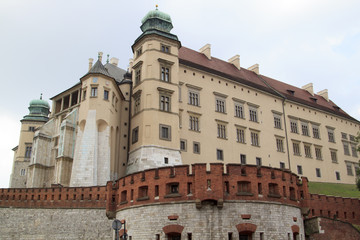 Fototapeta na wymiar Close up view of historical royal castle building on Wawel hill in Krakow, Poland.