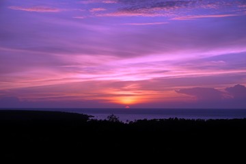 Sunset and dramatic sky with sea background.