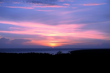 Sunset and dramatic sky with sea background.