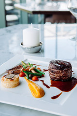 Fillet mignon steak nice fine dining style dish decoration