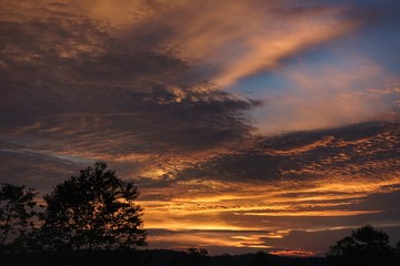 Fototapeta na wymiar Sunset and dramatic sky.