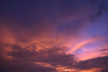 Sunset and dramatic sky.