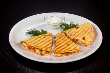 Tasty chicken quesadilla