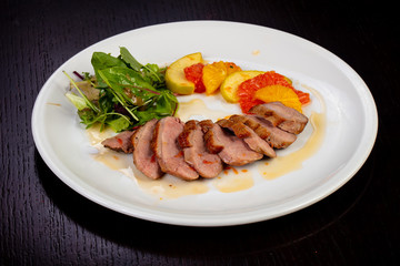 Tasty fried duck breast
