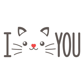 I love you. Cute cat. Vector illustration