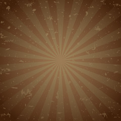 Sunlight retro faded grunge background. dark brown chocolate color burst background. Vector illustration.