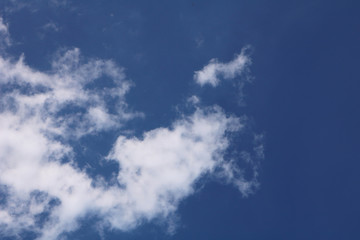 Blue sky with tiny few white clouds - background