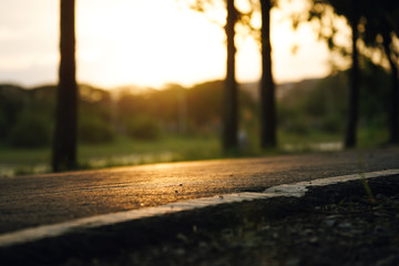 Empty road with sunset motion blur.