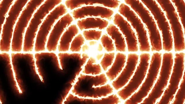 4k Fire Grid With Polar Coordinates Background/
Animation of a burning and rotating kabbalistic grid with polar coordinates and hell flames